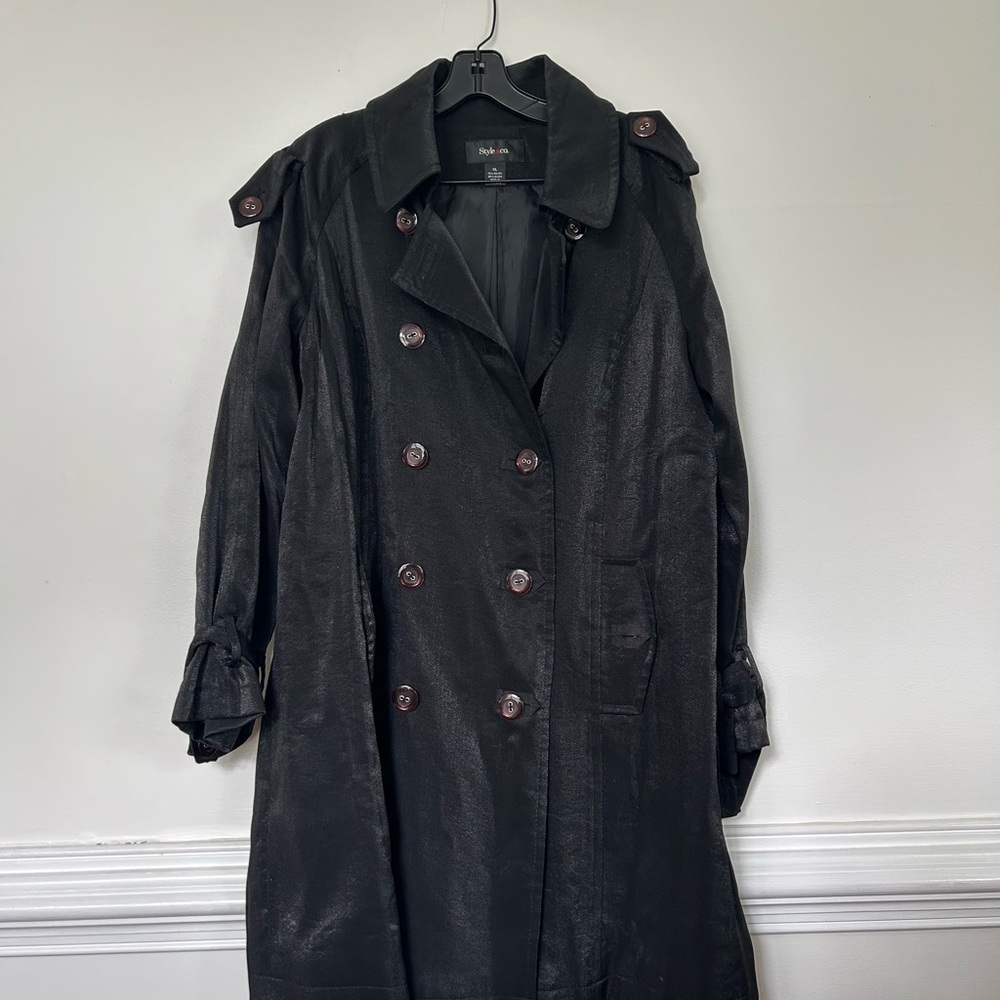 Style & Co. Black Long Sleeve Trench Dress - Picture 4 of 5